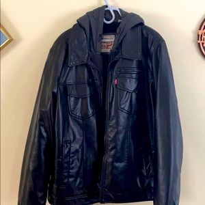 Levi hooded leather jacket